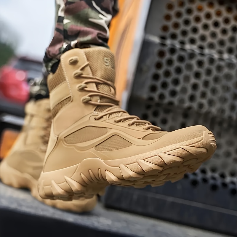 High-Top Mesh Hiking Boots for Men - Comfy, Non-Slip, Breathable, and Durable for Outdoor Activities - Lace-Up Closure, Fabric Insole, EVA Sole, and S