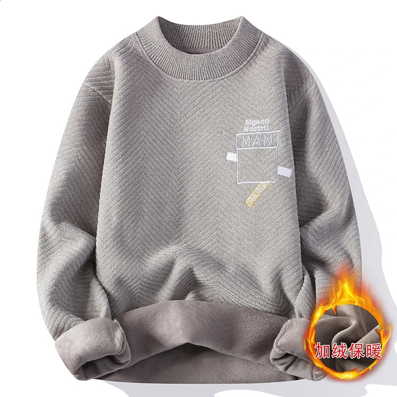 Mens French letter print and wool sweater with autumn and winter thick pull up sweater 240829