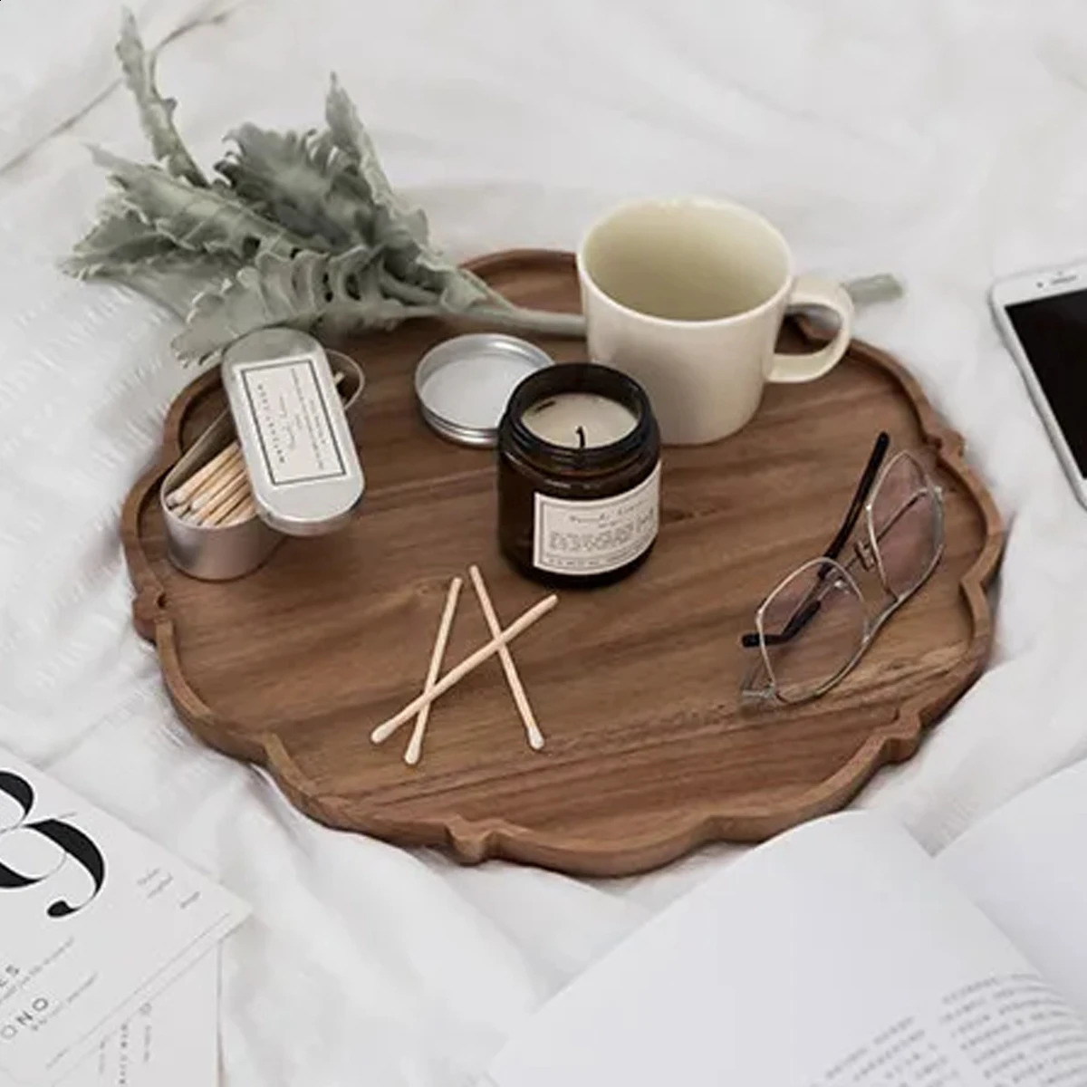 Serving tray flower shaped wooden serving trays snack tray breakfast tray food serving tray storage tray 240828