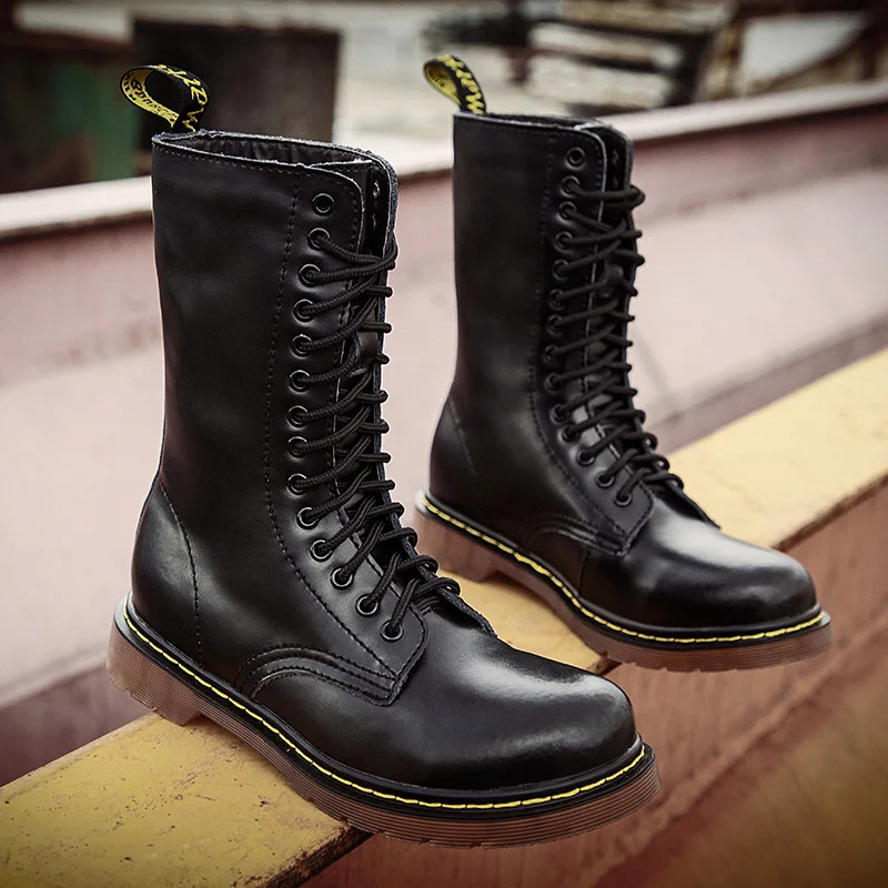 Platform Shoes For Women Long Men Outdoor Boots Goth Couple Plus Size Man Mid-Calf Chelsea Boot Genuine Leather 48 High Bot 240828