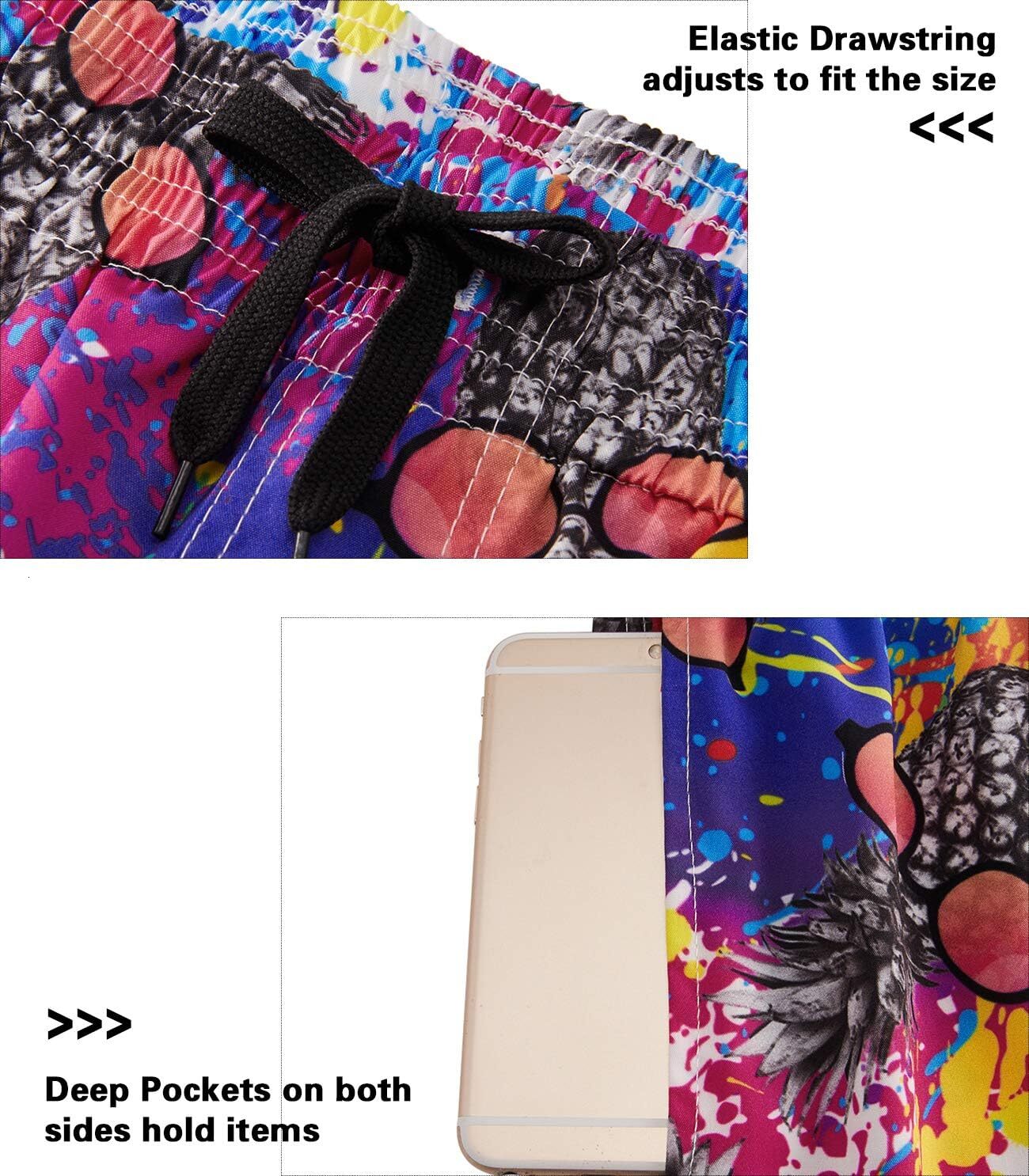 Mens Shorts 3D Printing Pattern Novelty Swimtrunks Quick Dry Beach Pants For Men Lining Board With Pockets