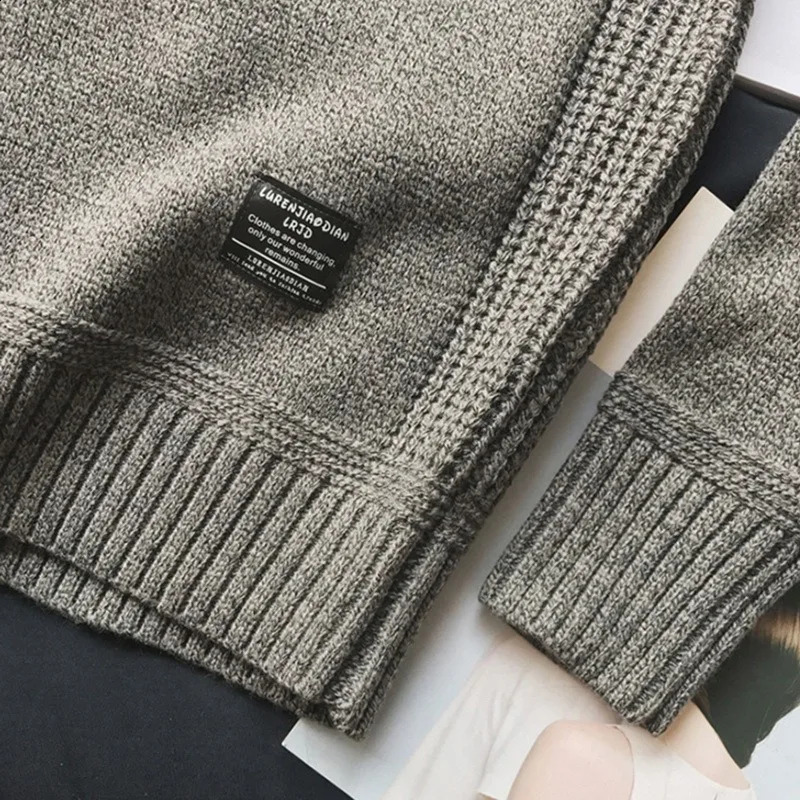 High quality spring autumn casual pull-out Hombre mens fashion sweater warm solid long sleeved mens O-neck top 240829