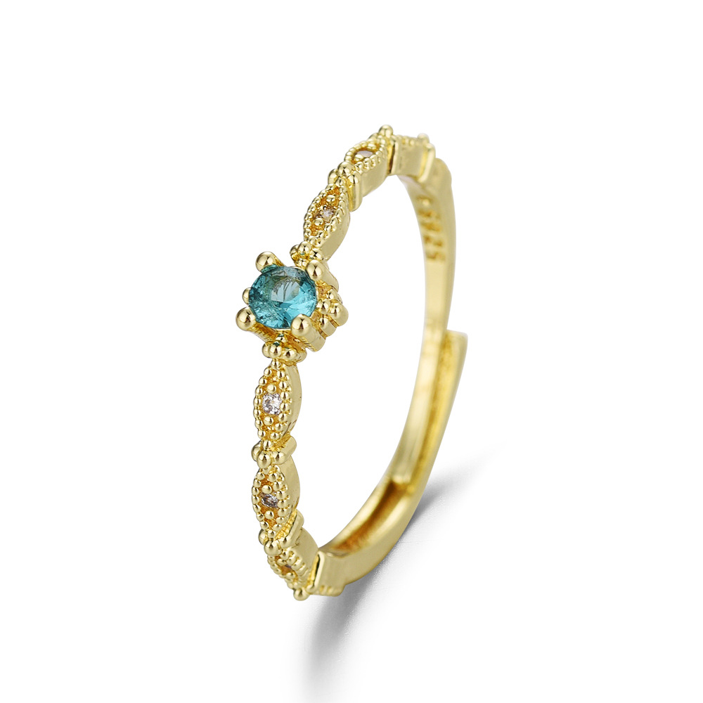 Free shipping 4mm slim nature blue dia designer ring for women girls ins fashion sier gold shine crystal cz zircon lovely engagement rings jewelry gif