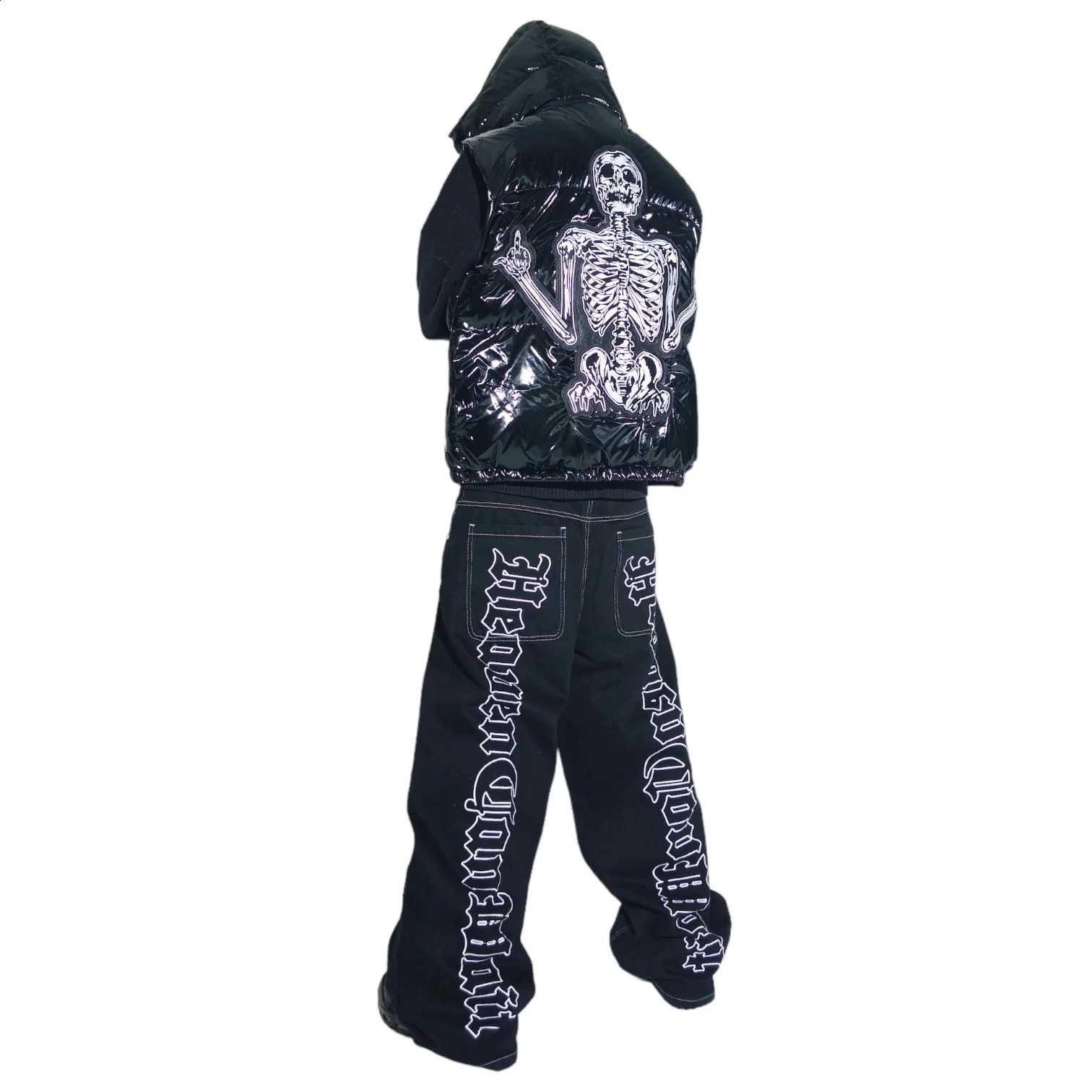 Y2K Jeans Hip Hop Retro Alphabet Printing Loose Fit Jeans Mens Fashion Straight Straightened Harajuku Loose Fit Trouser Street Wear 240829