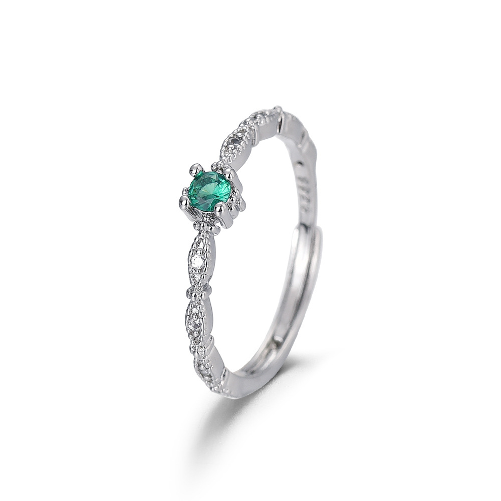 Free shipping 4mm slim nature blue dia designer ring for women girls ins fashion sier gold shine crystal cz zircon lovely engagement rings jewelry gif