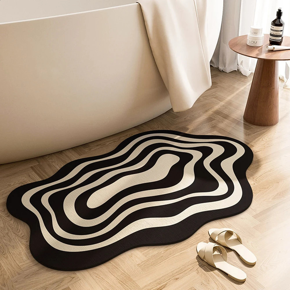Super absorbent bathroom mat anti slip Diatom mud toilet quick drying floor household shower 240828