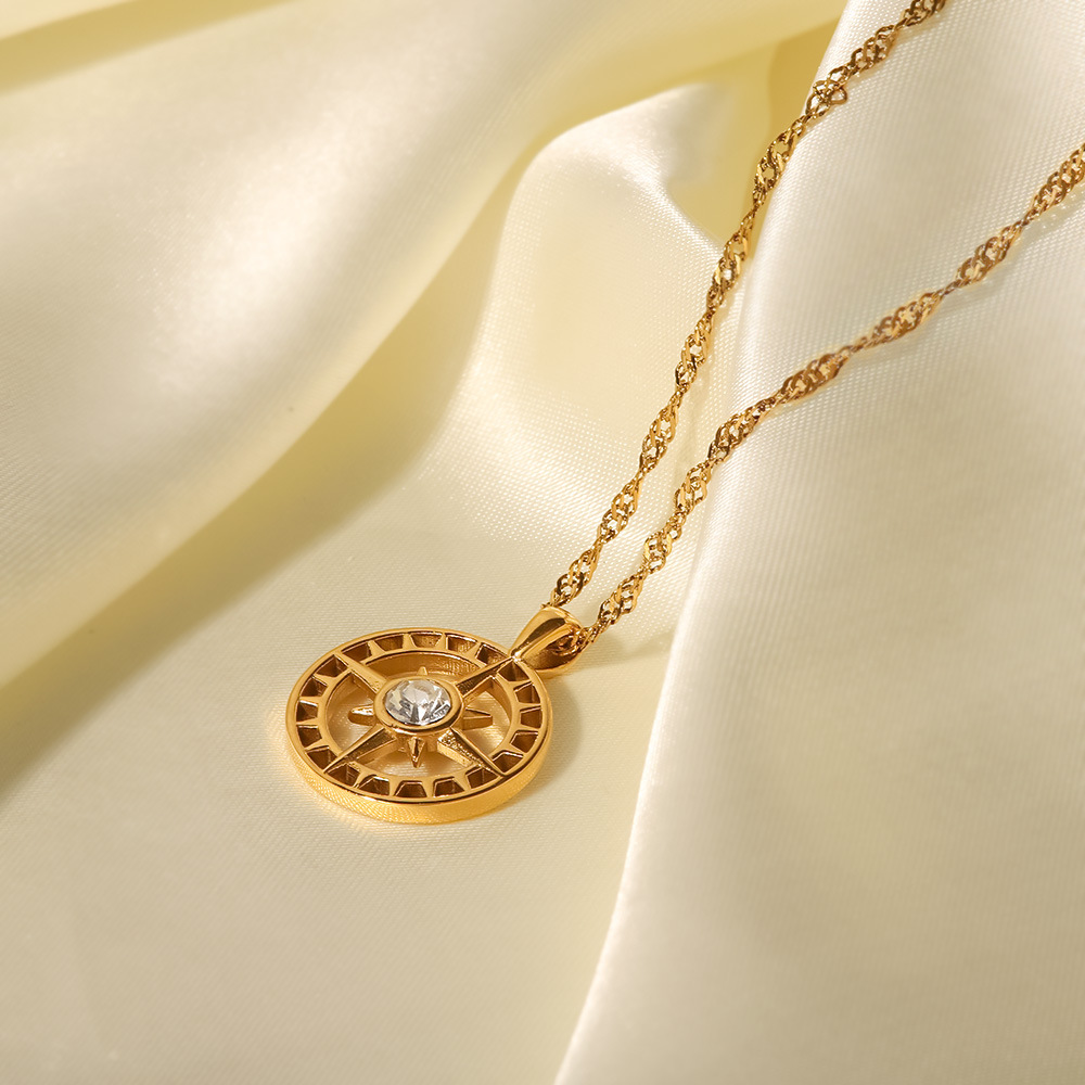 Non Tarnish 18K Gold Heart Sun Star Moon Angel Pendant Necklace Designer Jewelry Stainless Steel Chain Cubic Zircon Diamond Necklaces for Wome Girl Fi
