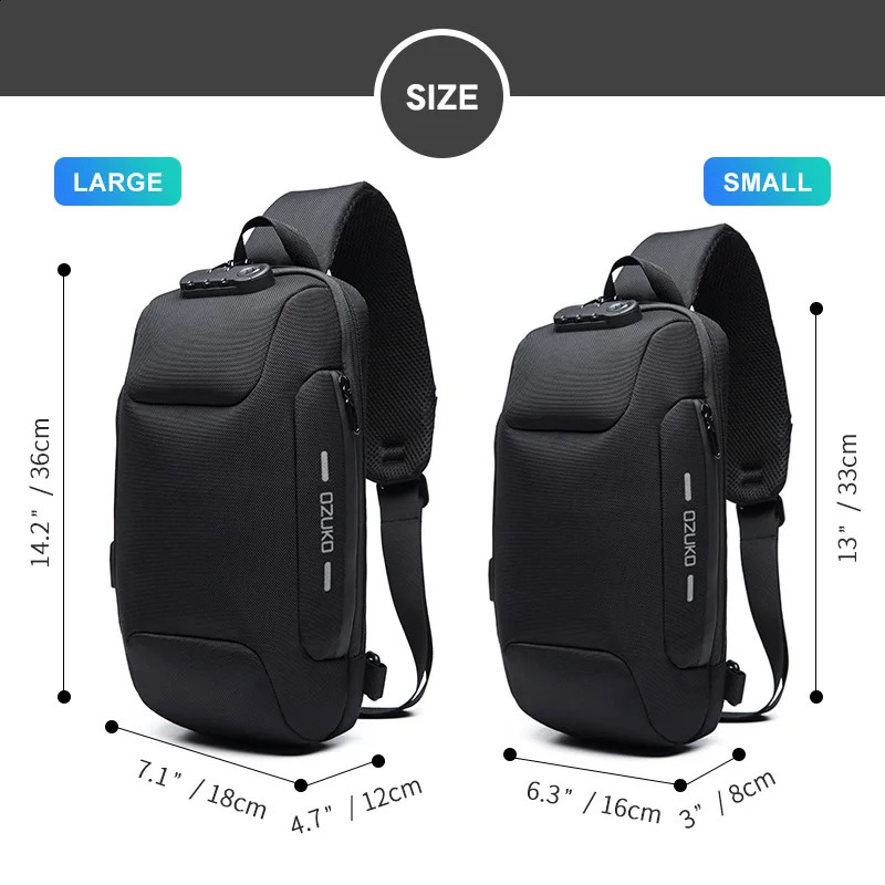 OZUKO Quality Multifunction Crossbody Bag for Men Anti-theft Shoulder Messenger Bags Male Waterproof Short Trip Chest Bag Pack 240829