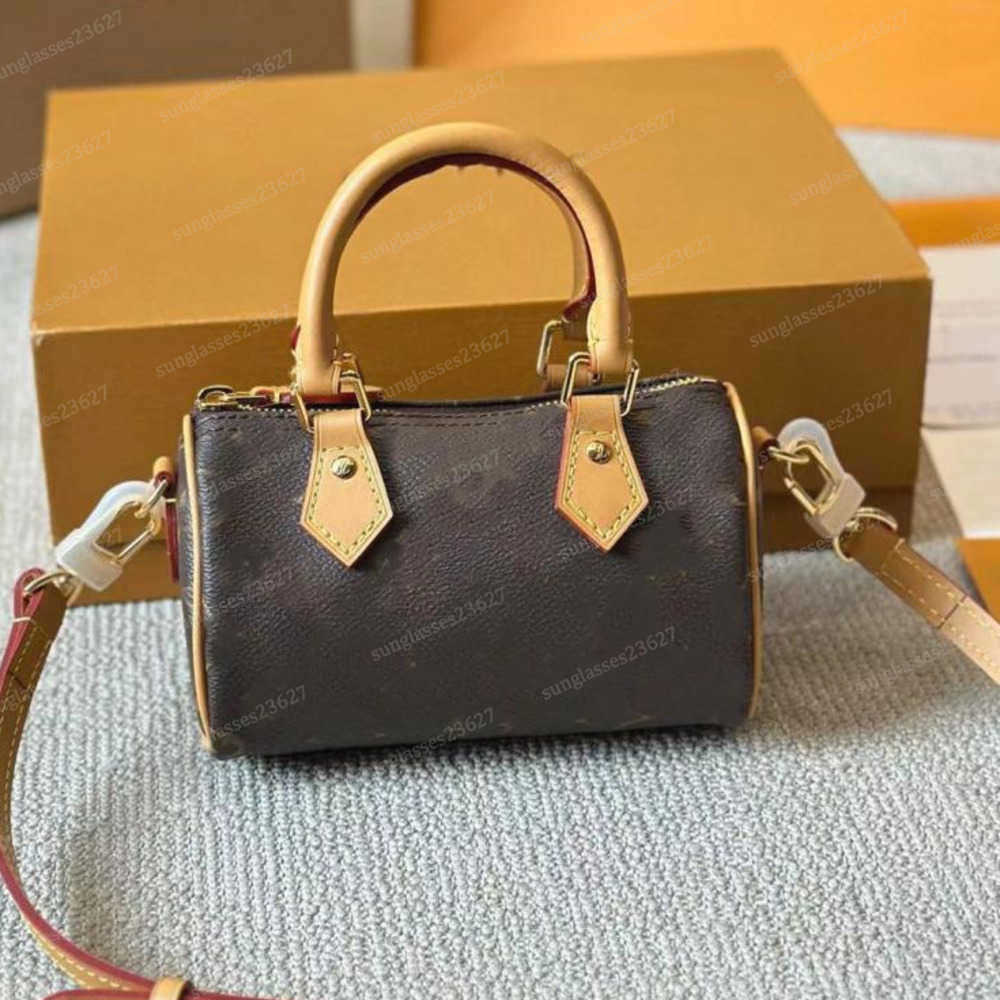 Shoulder Bags Top Designer Mini Nano 16cm Shoulder Bag Women Leather Denim Crossbody Luxury Brand Embossed Tote Purse Brown Flower Handbag