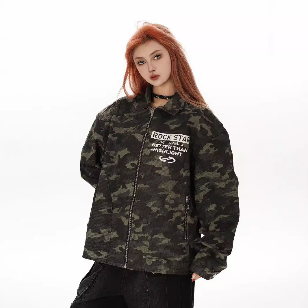 Autumn/winter New High Street American Vibe Camouflage Military Jacket Trendy Top