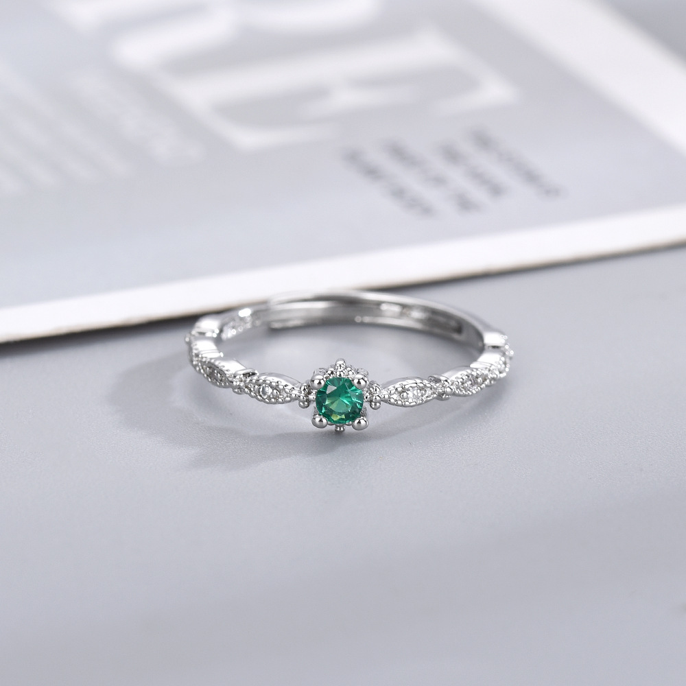 Free shipping 4mm slim nature blue dia designer ring for women girls ins fashion sier gold shine crystal cz zircon lovely engagement rings jewelry gif