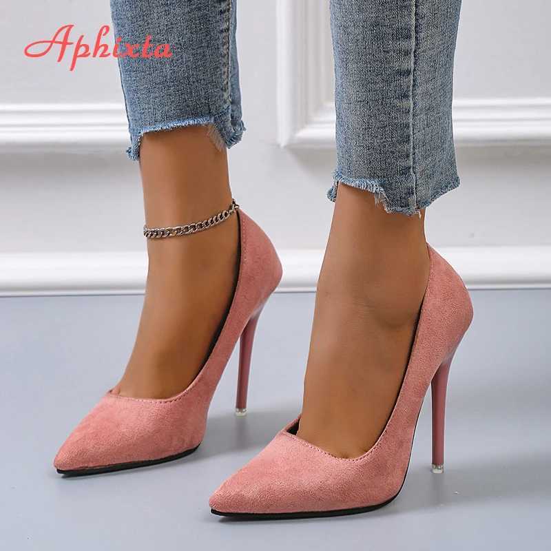 High Quality Aphixta 4.72-inch Ultra High Heels Pump Womens Solid Office Socks Pointed Toe Party Shoes Womens Plus Large 44 45 T241024