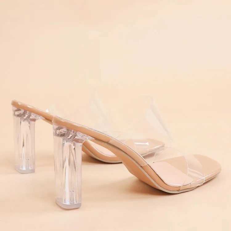 New Arrival Transparent high heels womens square insoles summer shoes womens transparent high pump wedding jelly Butty Damskie shoelace slider T250110