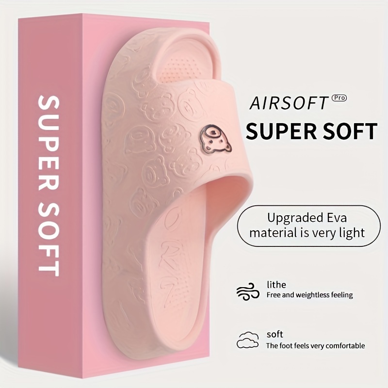 Women's Comfy EVA Slides - Cute Cartoon Design, Non-Slip Thick Sole for Indoor/Outdoor Use, Perfect for Beach & Casual Wear