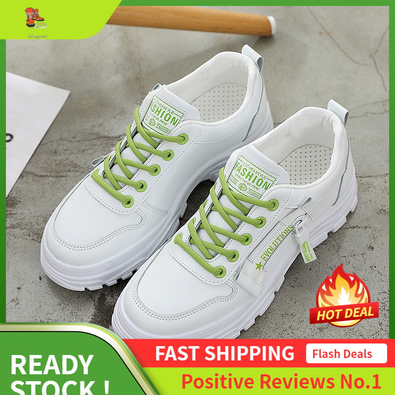 Ddmysports K Casual Board Spring Flat Leather Versatile Korean Version White Women S Sports Shoes OUTDOOR