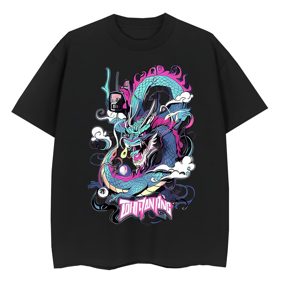 2024 Casual Womens T Shirts 230g Cotton Breathable Casual Sport Cloud Dragon Woman Tshirt Comfortable White Plus Size Clothings