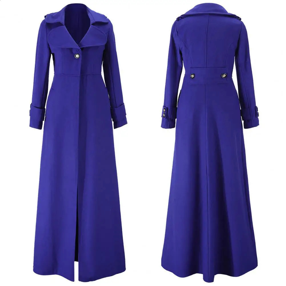 Long womens wool coat autumn and winter single chest flip collar ultra-thin fit wool womens trench coat womens jacket 240828
