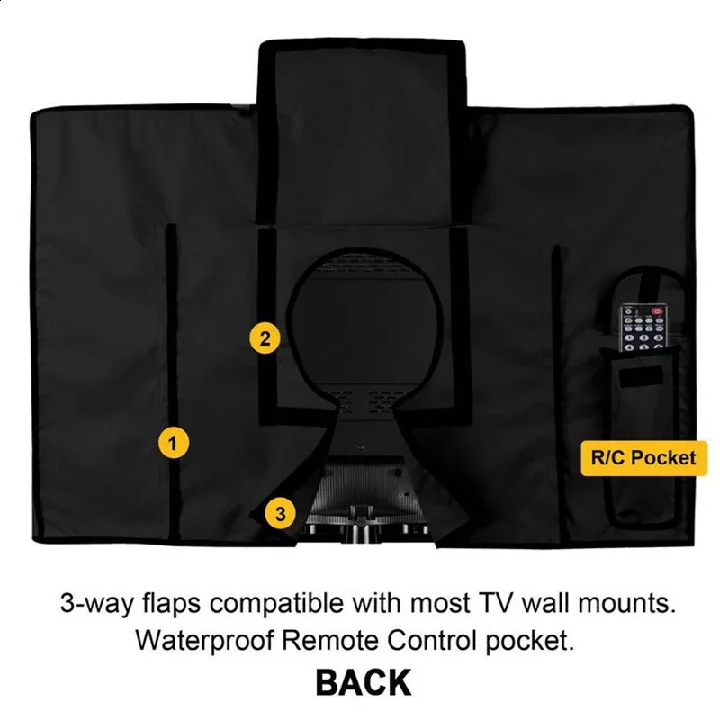 Outdoor TV Screen Dust Cover Black LCD Television Set Water Dust Resistant Protect Bag 24 38 42 48 52 65inch 240829
