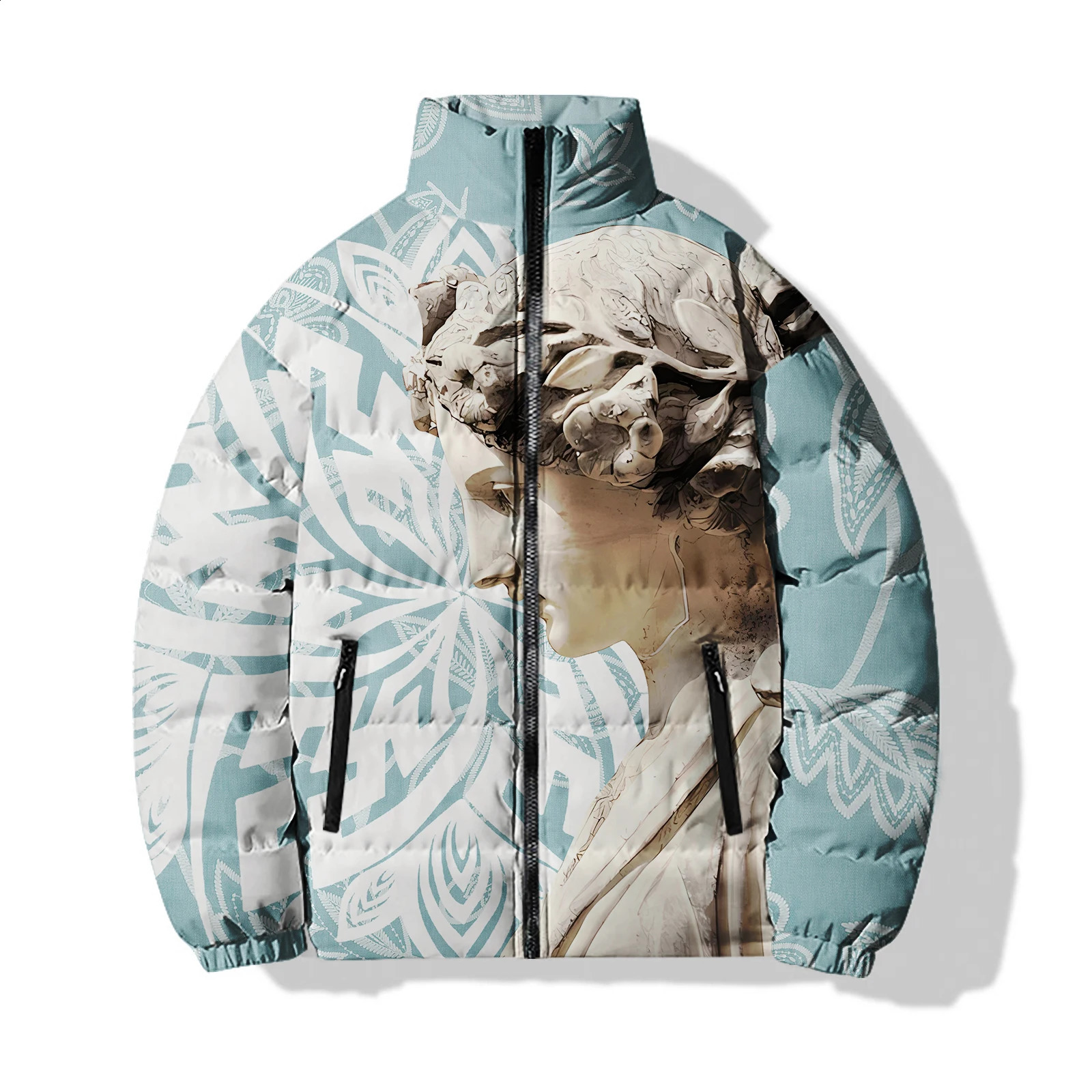 Japanese Anime Mens Winter Coat Retro Sculpture Cold Jackets 3D Printing Parka Man Stylish and Comfortable Cool 240828