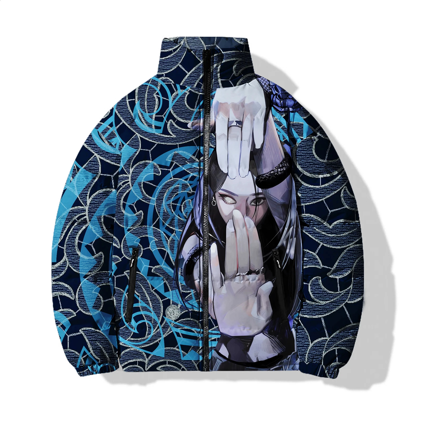 Japanese Anime Mens Winter Coat Retro Sculpture Cold Jackets 3D Printing Parka Man Stylish and Comfortable Cool 240828