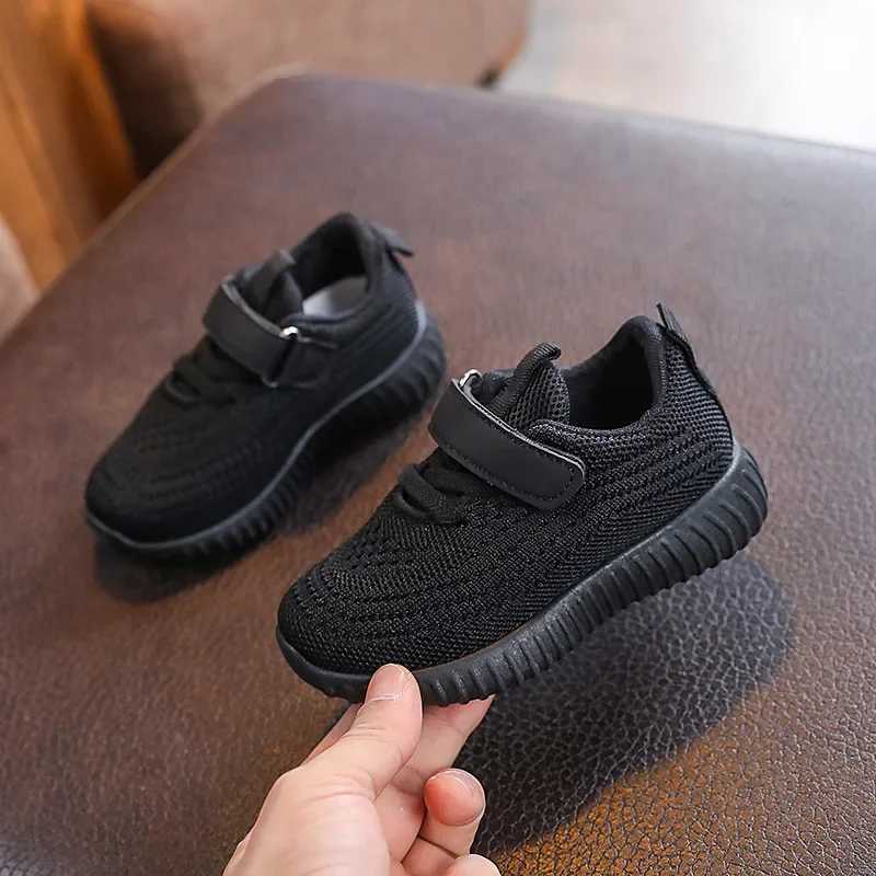 Mesh solid color childrens sports shoes for boys and girls fashionable soft soled thick flat sports shoes for children breathable Veo outdoor shoes W2