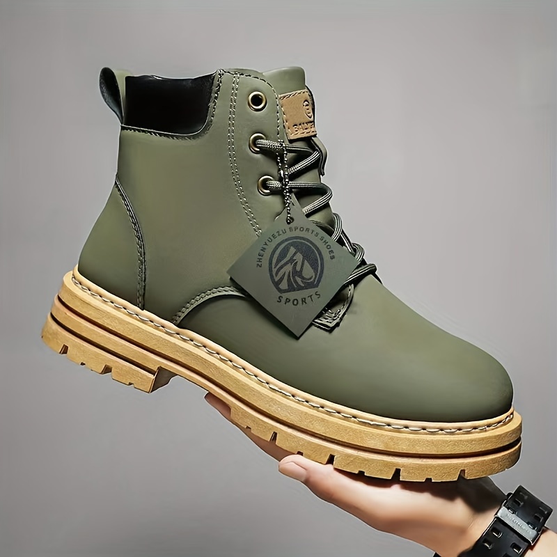 Men's Fashion High Top Faux Leather Boots Martin Boots - Suitable for Casual Wear, Street Wear and Casual Wear, Lace-up Faux Leather Upper, Comfo
