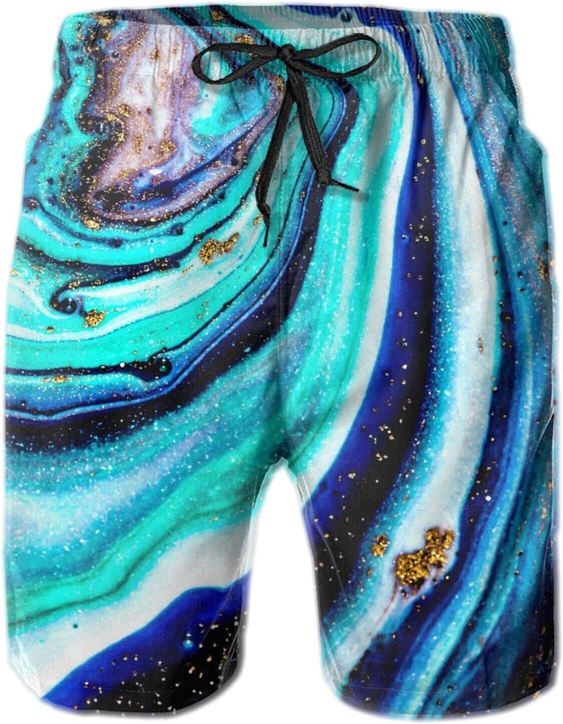 Mens Shorts 3D Printing Pattern Blue Sand Beach Swim Trunks Quick Dry Pants For Men Print Board Swimwear