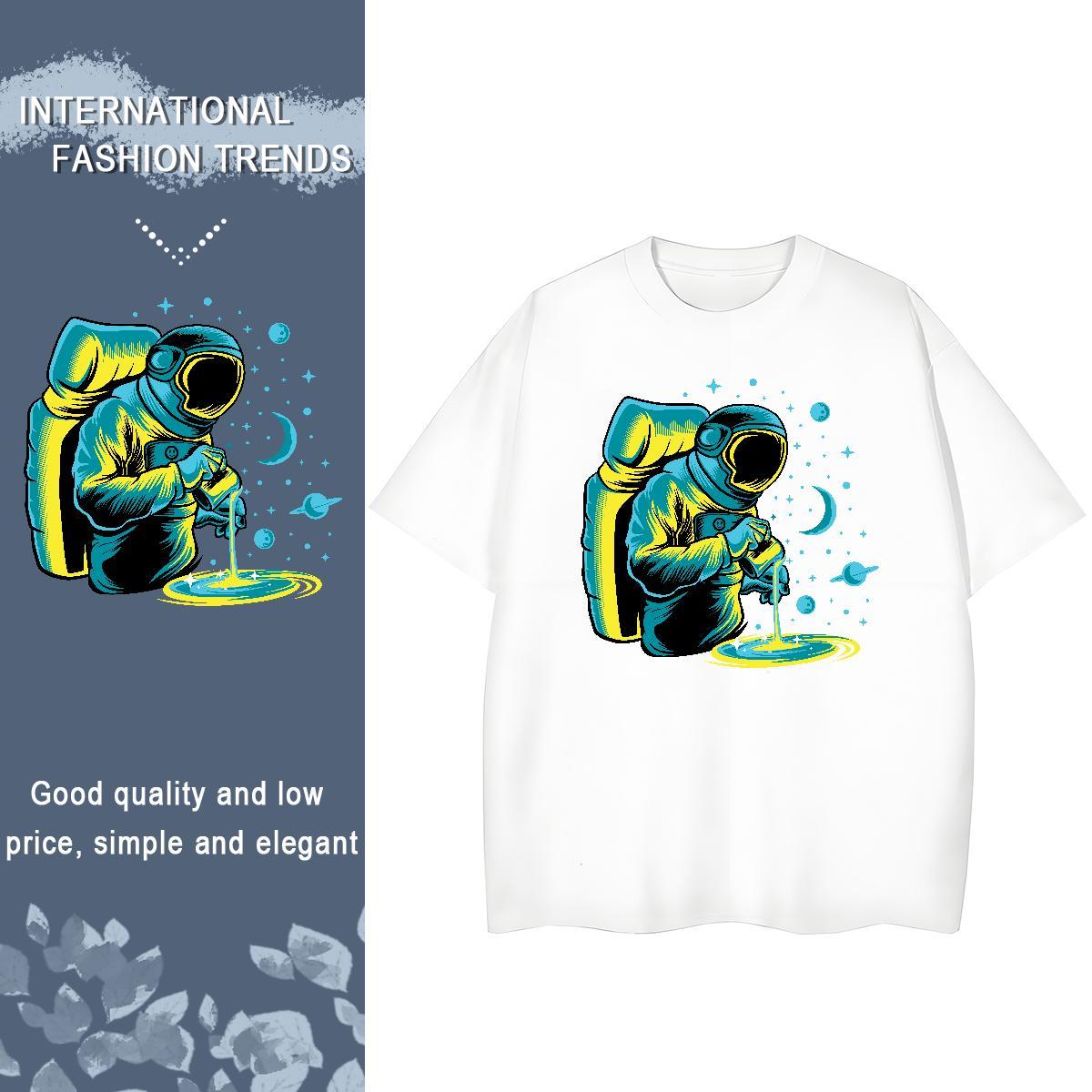 Brand Unisex Tshirts 230g Pure Cotton outer space Summer Casual T Shirt For Woman Breathable White Plus Size Wear