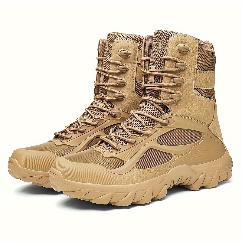 High-Top Mesh Hiking Boots for Men - Comfy, Non-Slip, Breathable, and Durable for Outdoor Activities - Lace-Up Closure, Fabric Insole, EVA Sole, and S