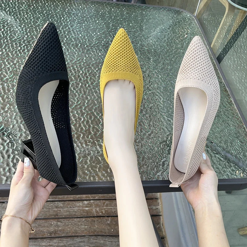 Womens large high heels 2024 high heels knitted breathable rubber non slip sole spring/summer latex shoes 240827