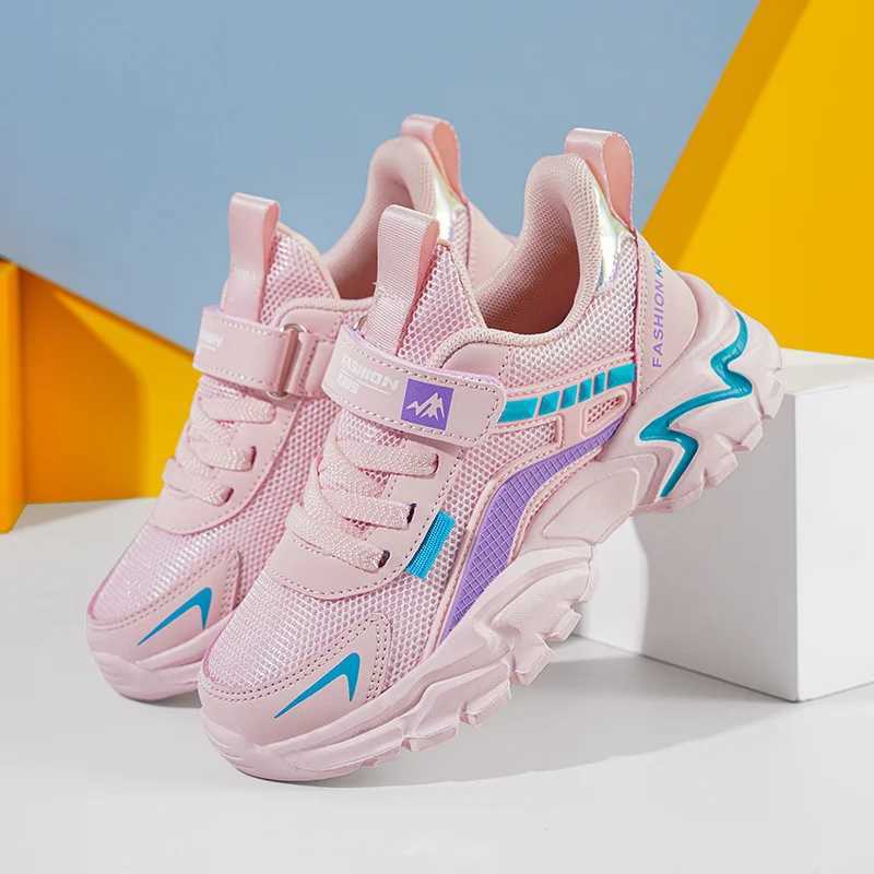 Childrens casual pink girls shoes outdoor comfortable running shoes sports shoes breathable student childrens boys sports walking shoes W250318