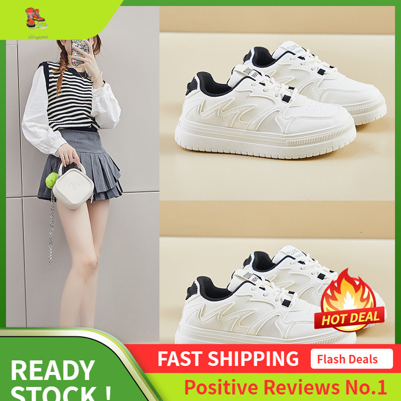 Ddmysports Autumn White New Korean Edition Ins Female Students Thick Soled Eight Increasing Sports Board Shoes Casual Street Shot G OUTDOOR