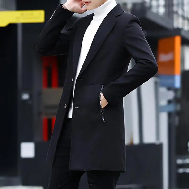 Claret Red Long Trench Coats For Mens Fashionable Slim Fit Burgundy Overcoats Mens Black Long Jackets Steampunk Style Clothing 240828