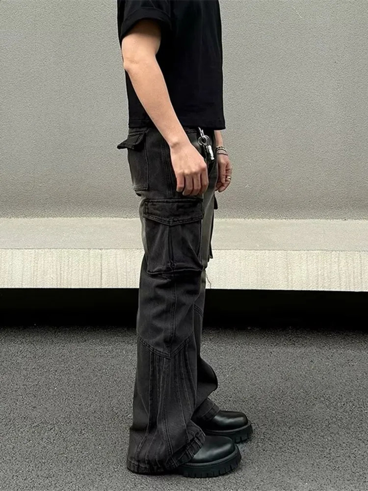 2024 Pantalones Y2K Streetwear Multi Pockets Baggy Jeans Cargo Pants For Men 90S Vintage Clothes Striped Long Trousers 240823