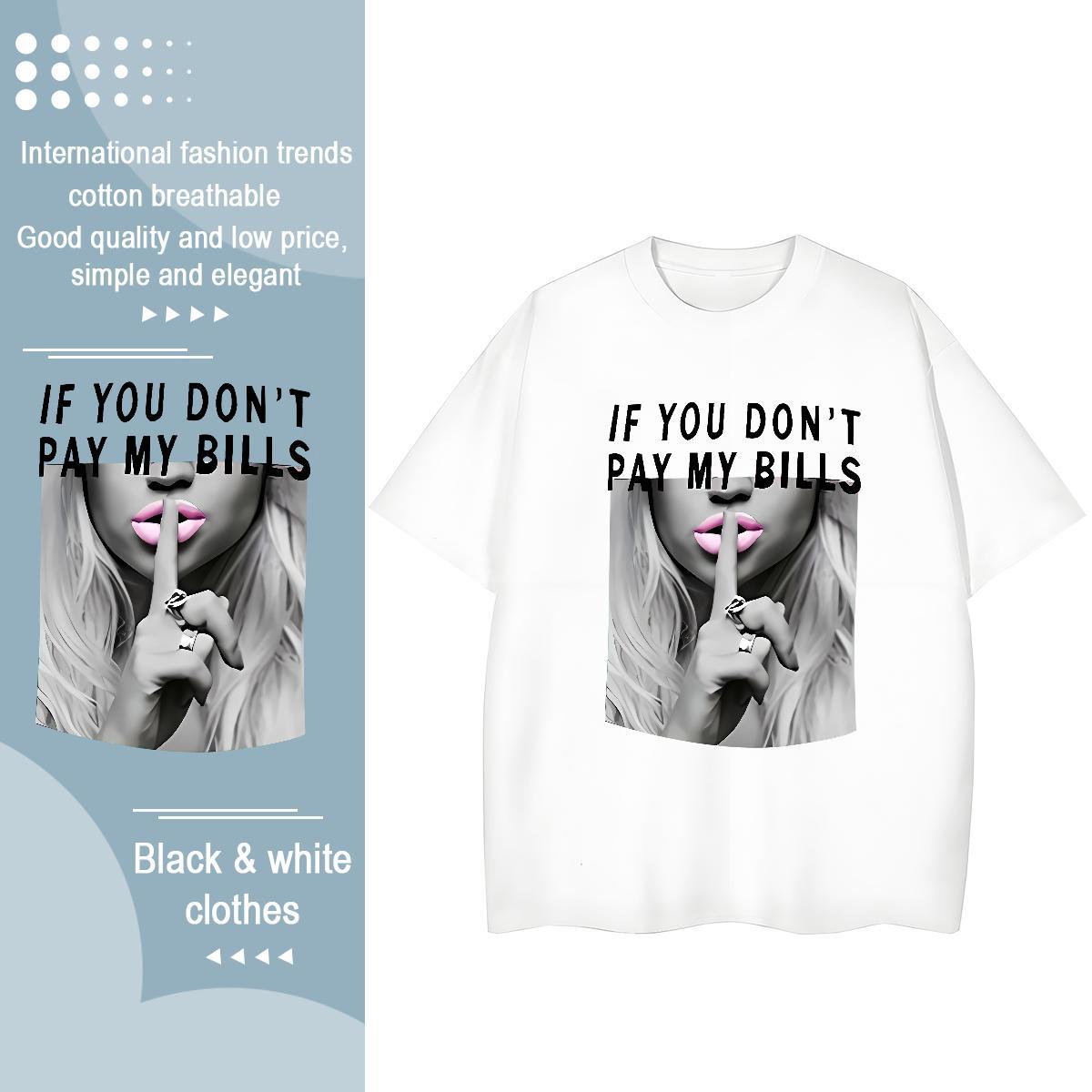 Lady Unisex Tshirts 230g Cotton letter High Street Hip Hop Women T Shirts Round Neck Short Sleeve Anime Polos