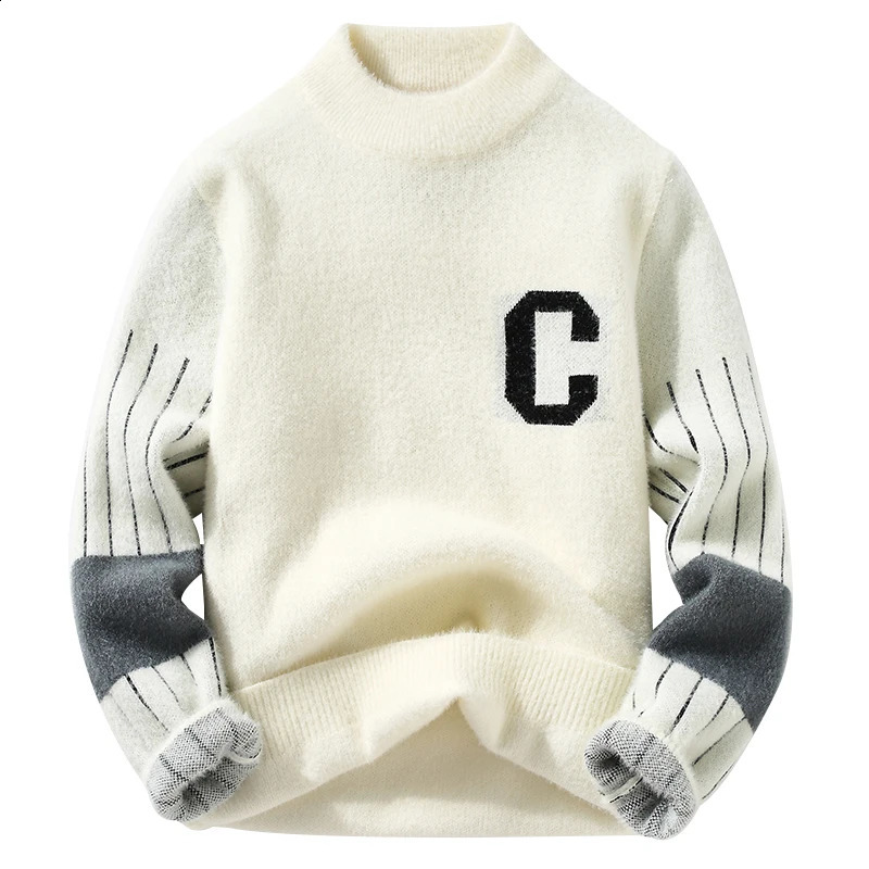Mens Sweater Winter Arrival Thick Warm Sweater Mens Letter Pattern Sweater Mens Wool Zipper Size M-3XL MY82 240829