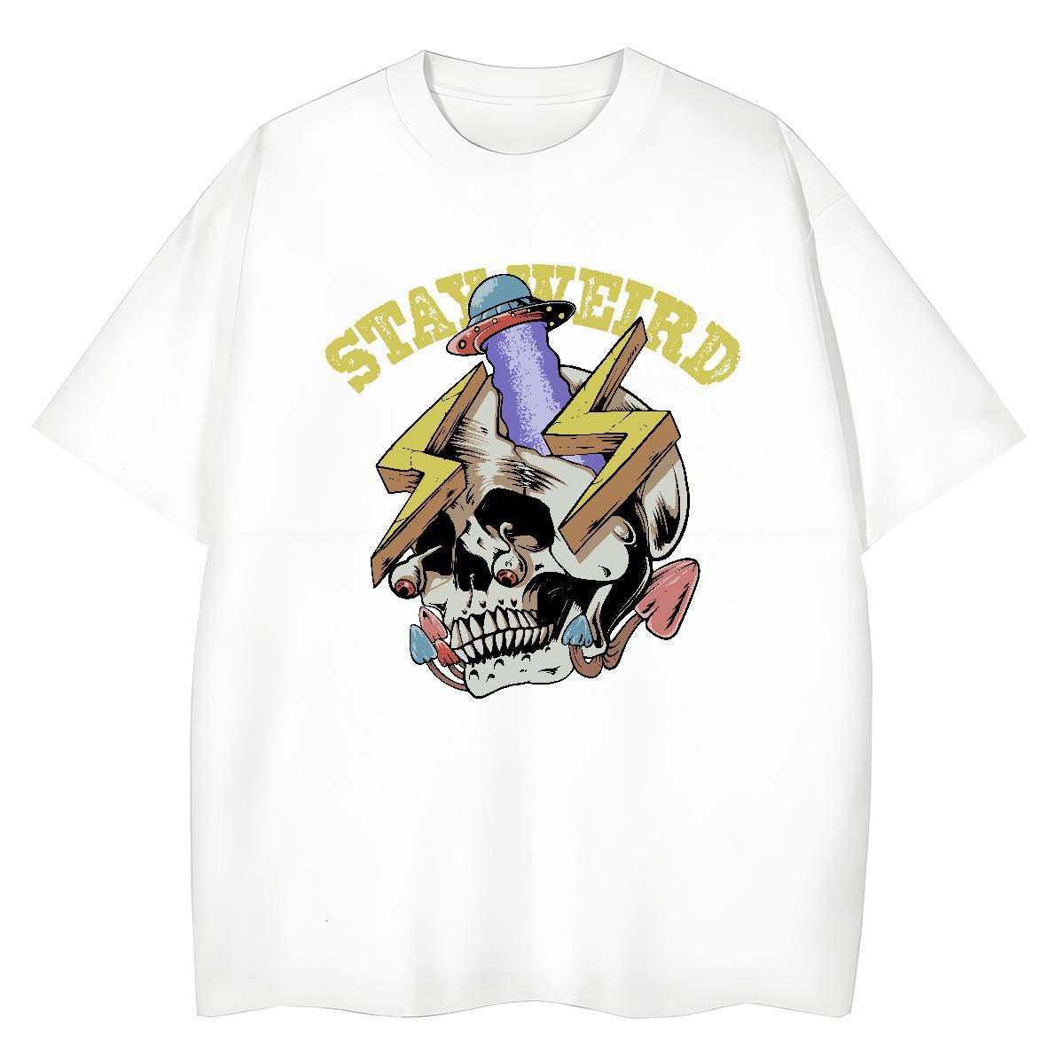 Factory Direct Women T Shirts 230g Pure Cotton Crew Neck Breathable Street Casual skull Woman Tshirt Popular Floral Print Clothes