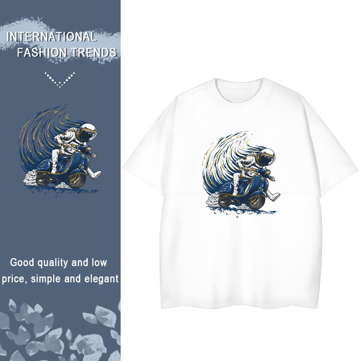 Lady Woman Tshirt 100% Cotton 230g cosmonaut Daily Outfit T-Shirts Crew Neck DIY Logo Tops
