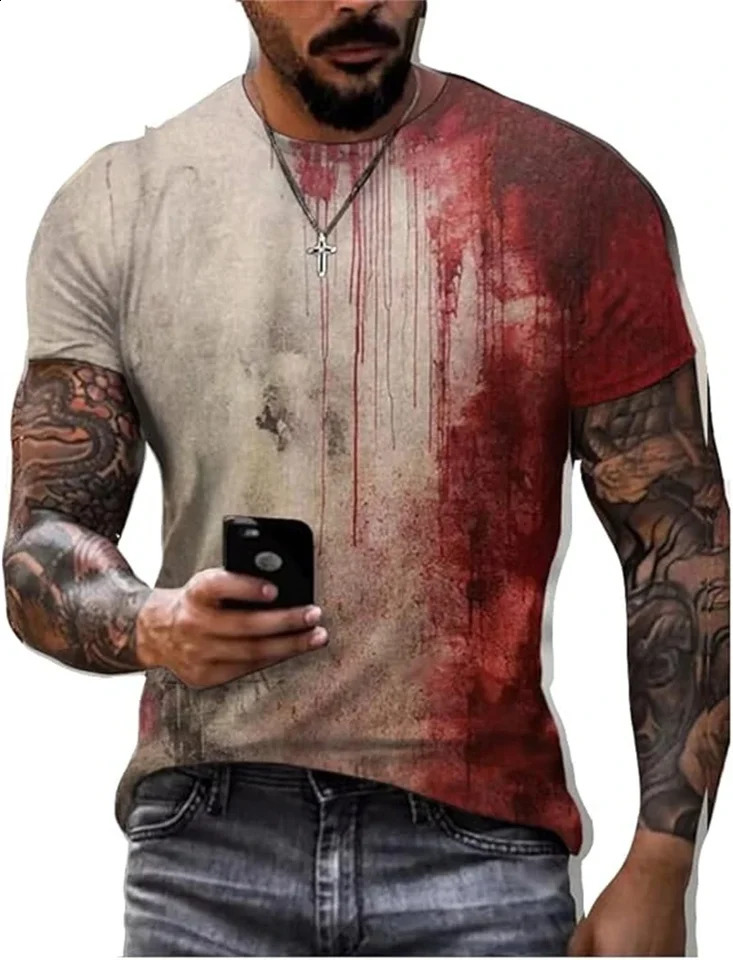 Summer fashion casual horror Halloween mens T-shirt trend personalized 3D printed round neck Halloween party T-shirt top 240829