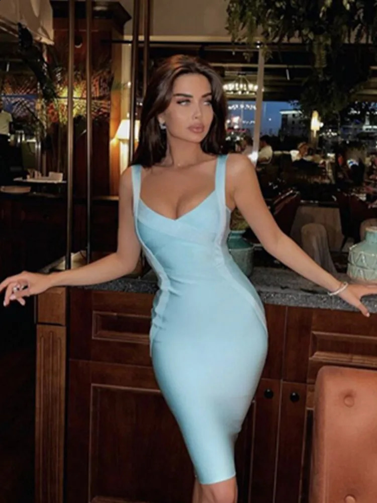 High Quality Women Sleeveless Rayon Bandage Dress Celebrity Elegant Green Purple Pink Bodycon Cocktail Party Dress Vestidos 240828