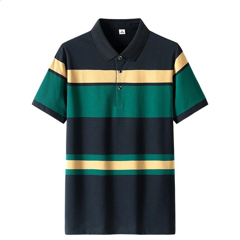 Summer Mens Classic Striped Polo Cotton Short Sleeve Business Casual Shirt Direct 240828