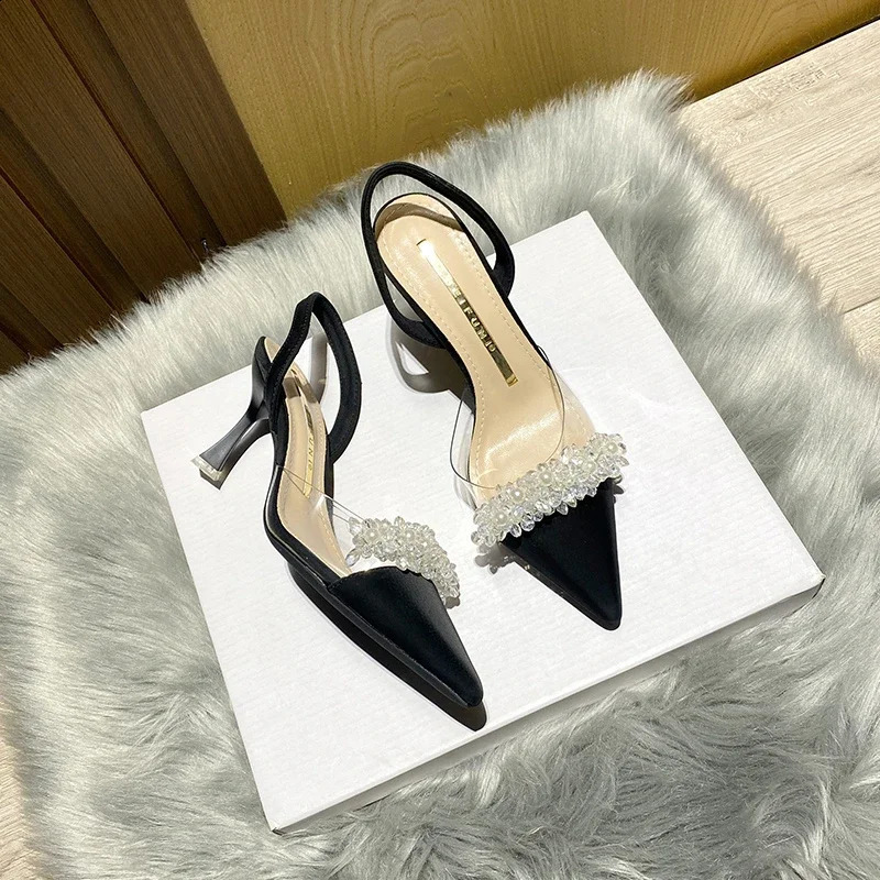 Summer Casual Womens Sexy Sparkling Rhinestone Ball Stiletto Heels Party Pointed Toe Womens Fashion Sandals 240827