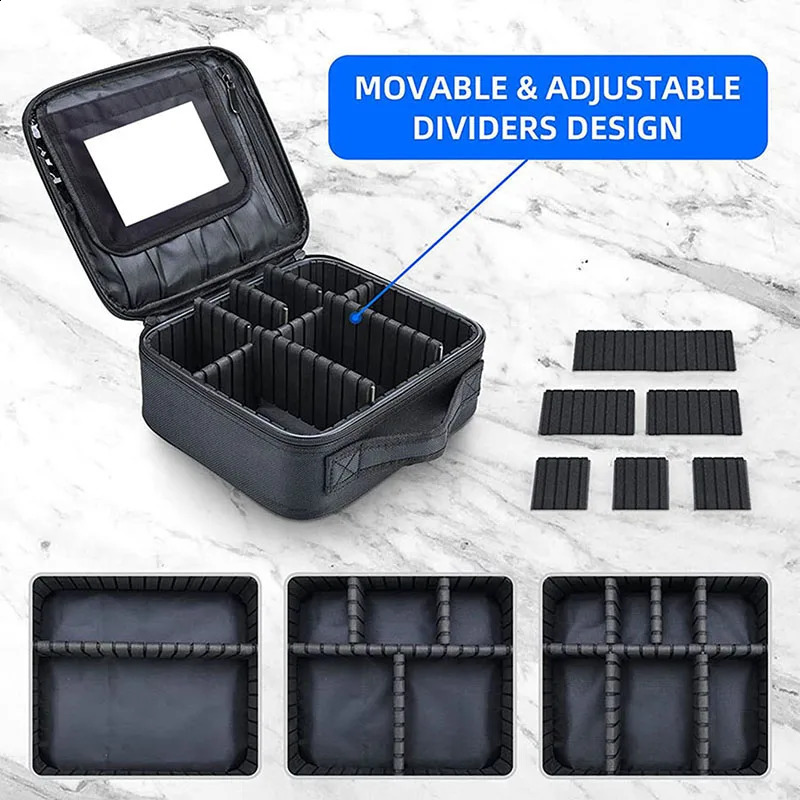 Makeup Case With Mirror Professional Brush Beauty Tools Storage Box For Women Portable Cosmetic Bag Manicure Organizer Travel 250528
