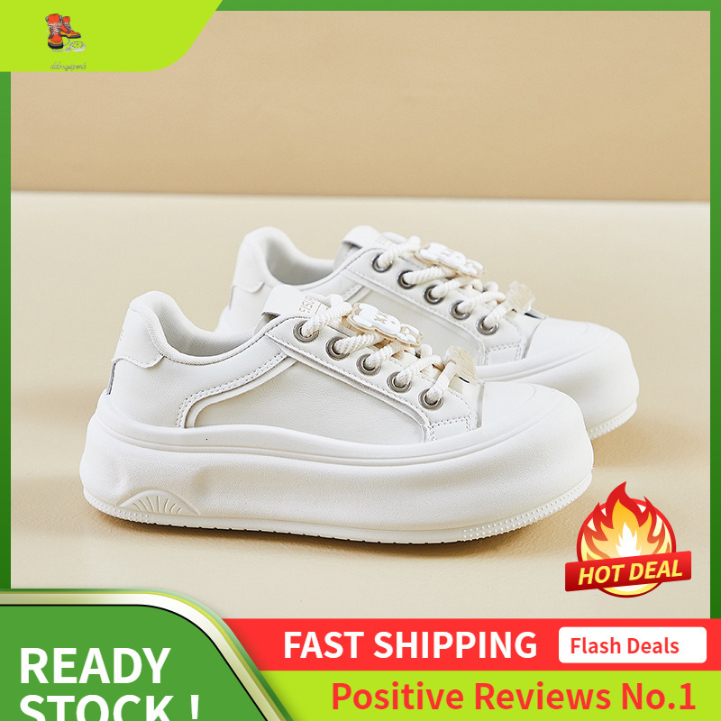 Ddmysports Autumn White New Korean Edition Ins Female Students Thick Soled Eight Increasing Sports Board Shoes Casual Street Photography MXD OUTDOOR