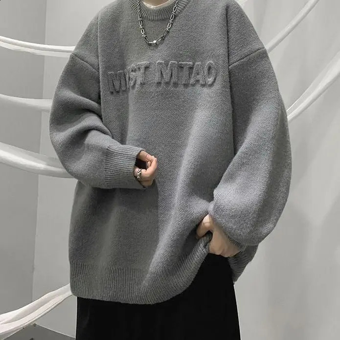 Fashion Autumn Winter Mens Cool s Casual Loose Tess Knitted Pullover Sweater Soft Alphabet 240829