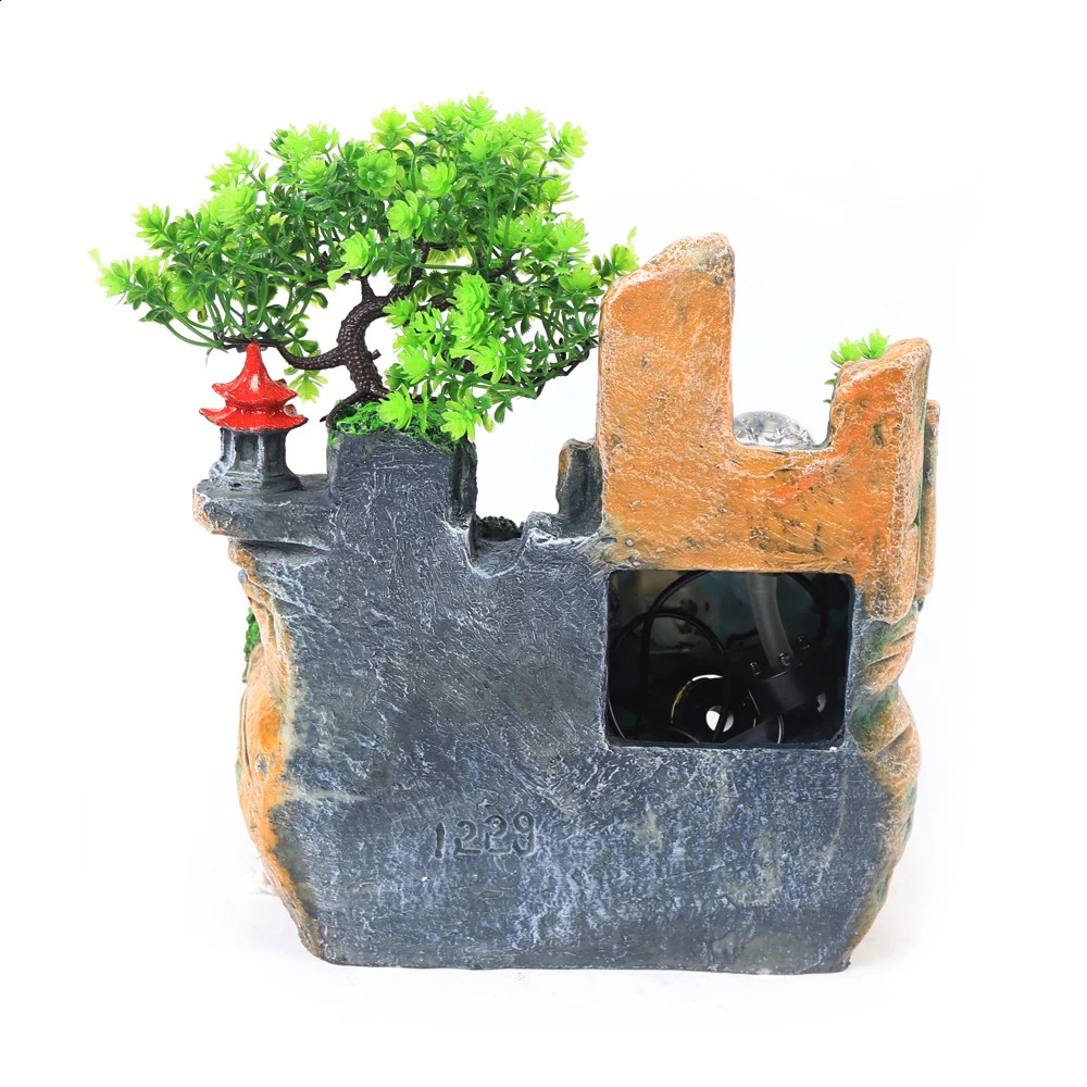 Desktop Fountain Waterfall Resin Fountain Decoration Home Office Decoration 240828