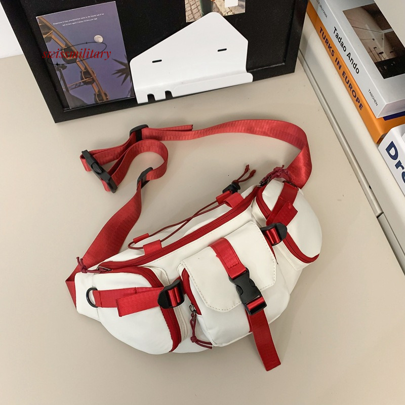 Swissmilitary Harajuku Street Trendy Chest for Men and Korean Version Unisex Girls Work Dress Crossbody Versatile Waist Bag #23