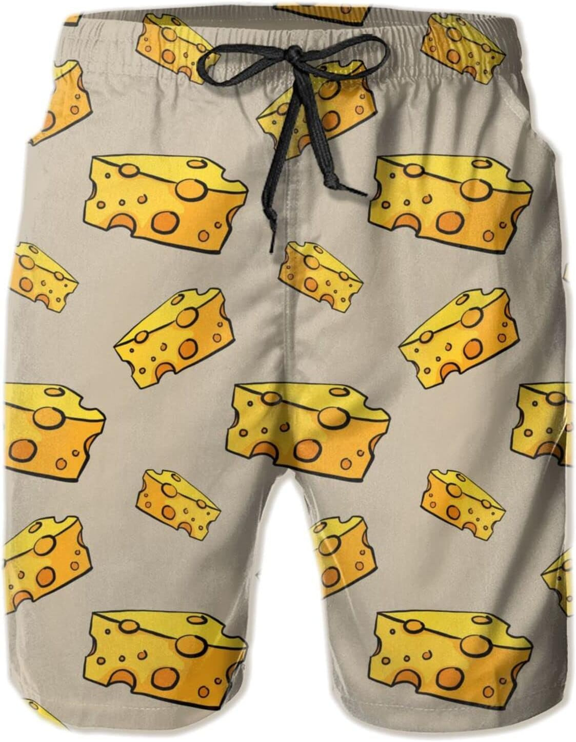 Mens Shorts 3D Printing Pattern Tasty Cheese Swim Trunks Quick Dry Stylish Beach Board Swimwear