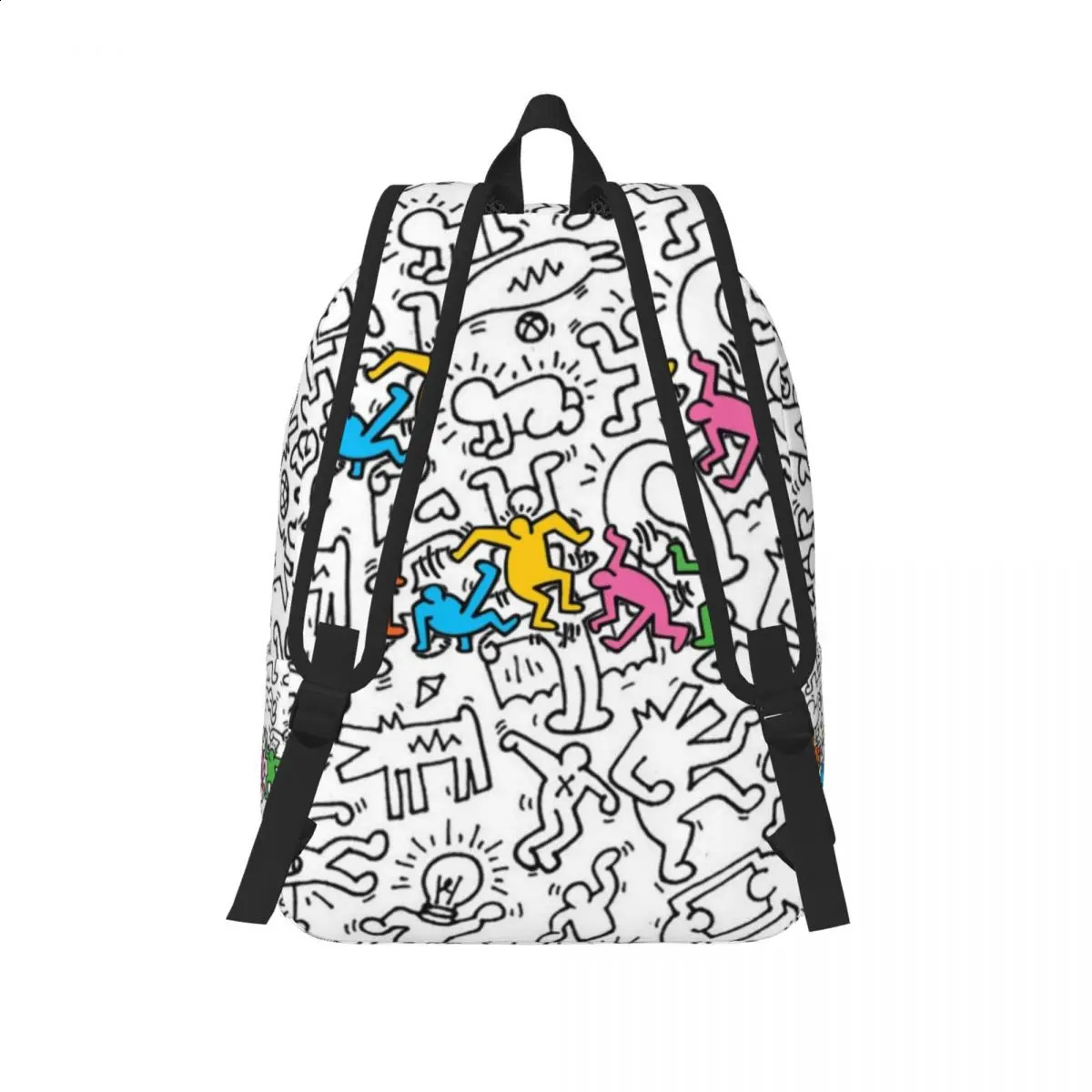 Custom Very Crowded Haring Graffiti Rap Pop Art Canvas Backpacks Men Women Basic Bookbag for College School Indie Aesthetic Bags 240828