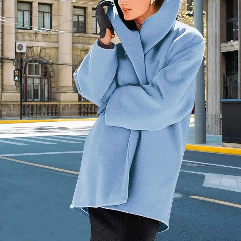 Trench coat womens winter coat wool coat medium length jacket oversized jacket peacock collar warm womens clothing 240828